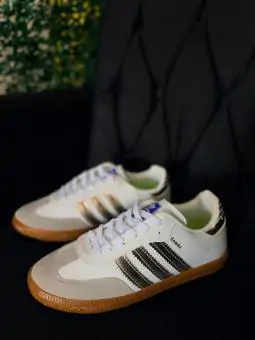 Tênis Adidas Samba Branco Dourado