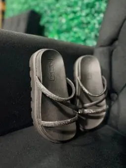 Flat Infantil Preta com Strass - Código 62