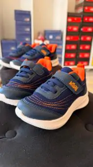 Tênis Infantil Baby Masculino Marinho com Laranja NilQi - Código 66